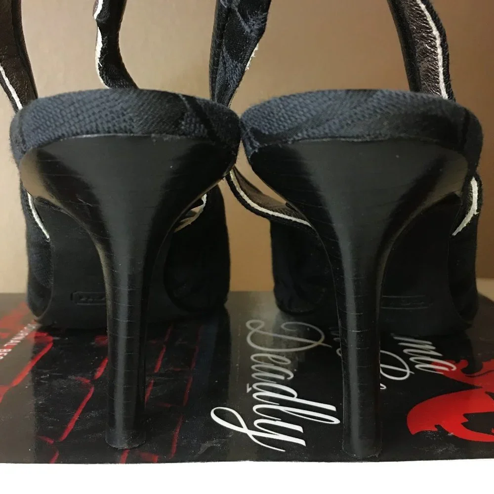 COACH "Diane" Logo'd Canvas & Leather Sling Back Heels 🐴 - Picture 9 of 15